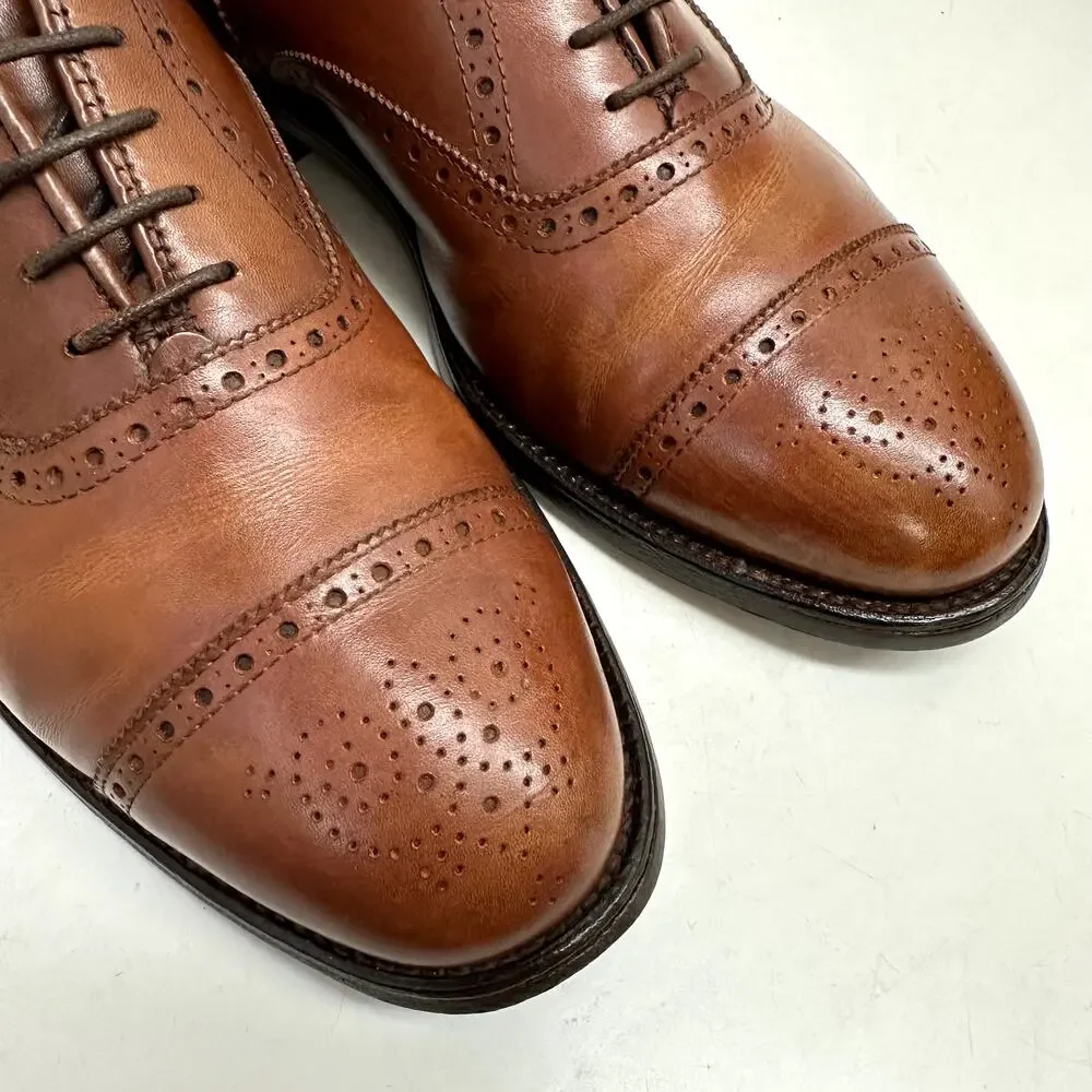 NEW HEELS Alden 911 Medallion Perf Tip Bal Oxford (Burnished Tan Calf) 7.5 E